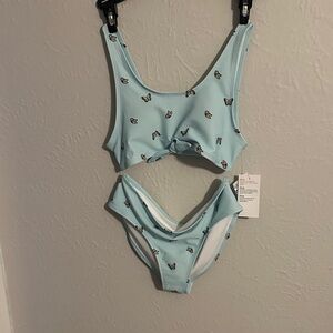 Old Navy Light Blue Kids Swim Set with Butterfly Print